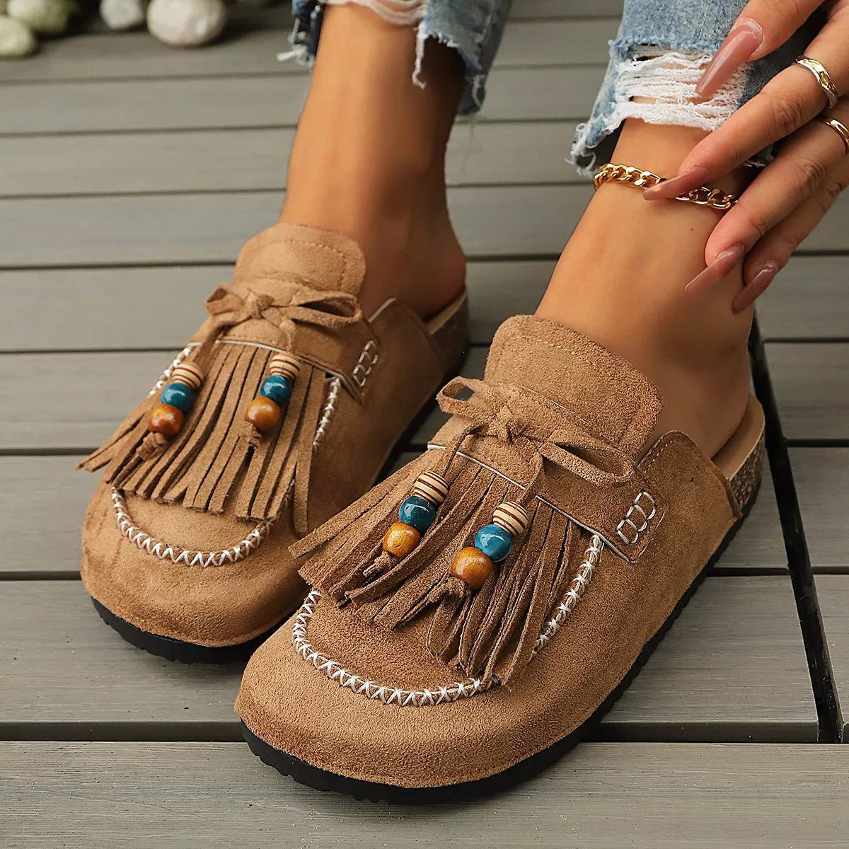 Tassel Round Toe Slip-Ons - Lilixa.store