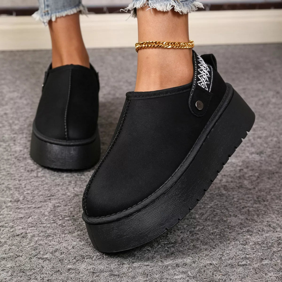 Platform Suede Fur-Lined Boots - Lilixa.store