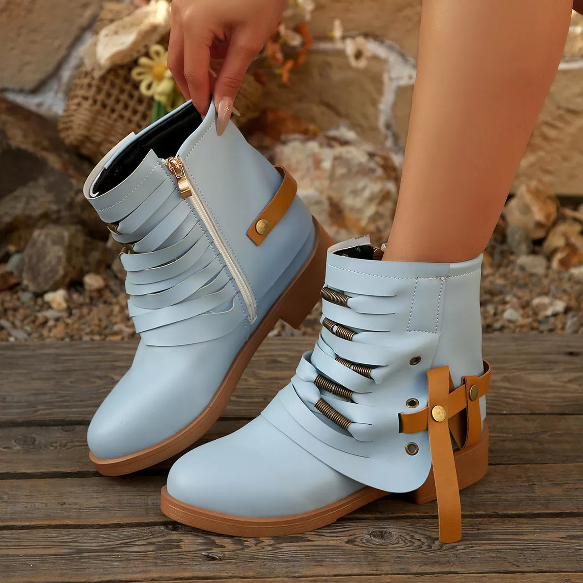 Strappy Buckle Ankle Boots