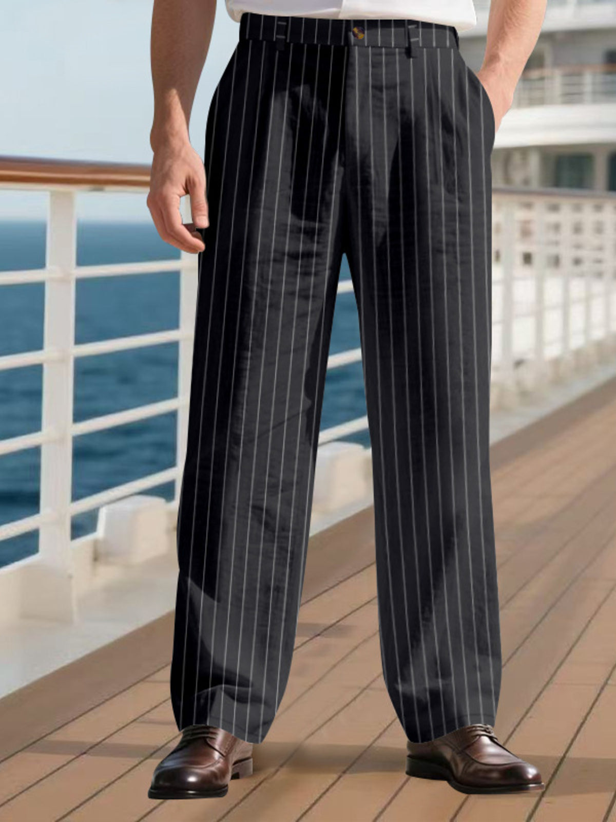 Men's Full Size Striped Wide Leg Pant Plus Size, view 2