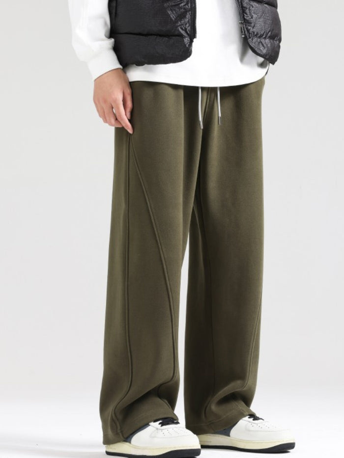 Men's Plus Size Wide Leg Casual Pants in Army Green