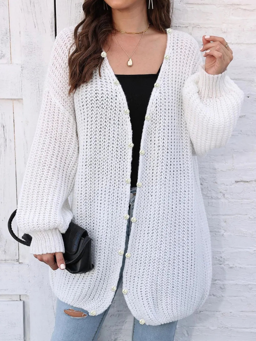 Open Front Long Sleeve Cardigan - Lilixa.store