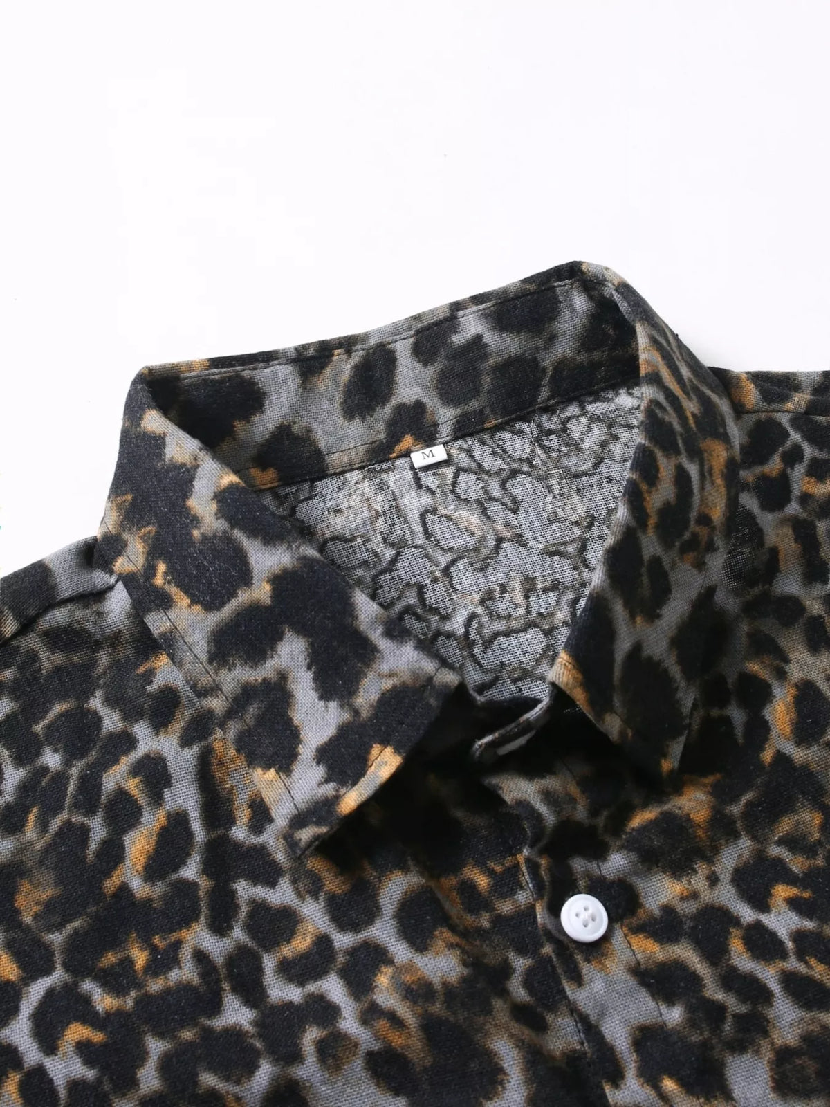 Men's Short Sleeve Leopard Print Casual Button-Down Shirt - Lilixa.store