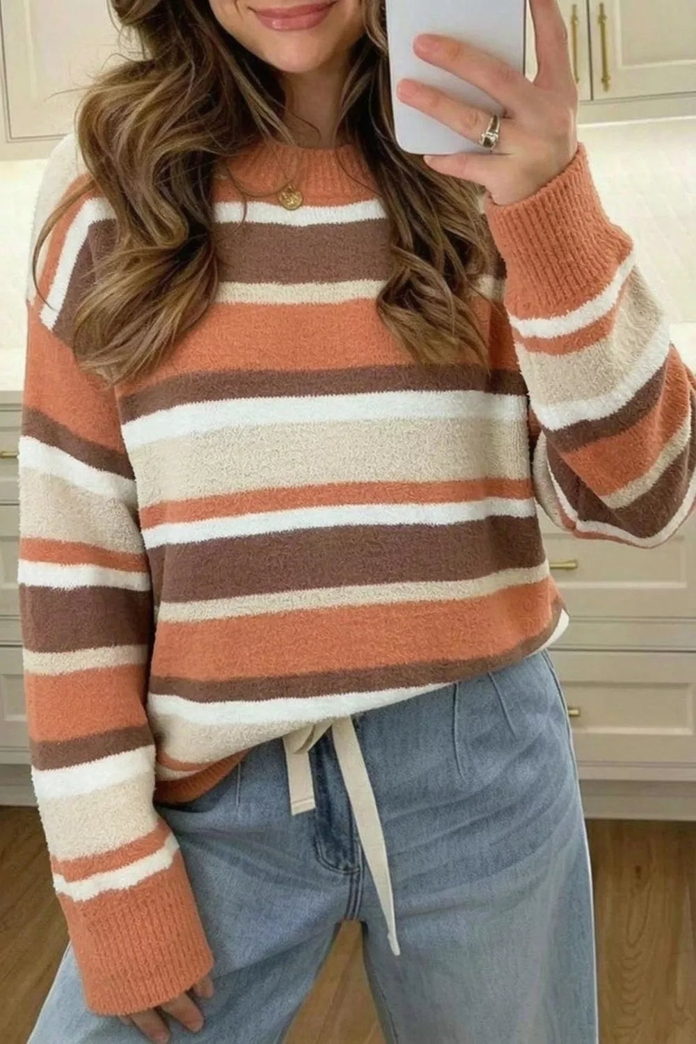Striped Dropped Shoulder Sweater - Lilixa.store
