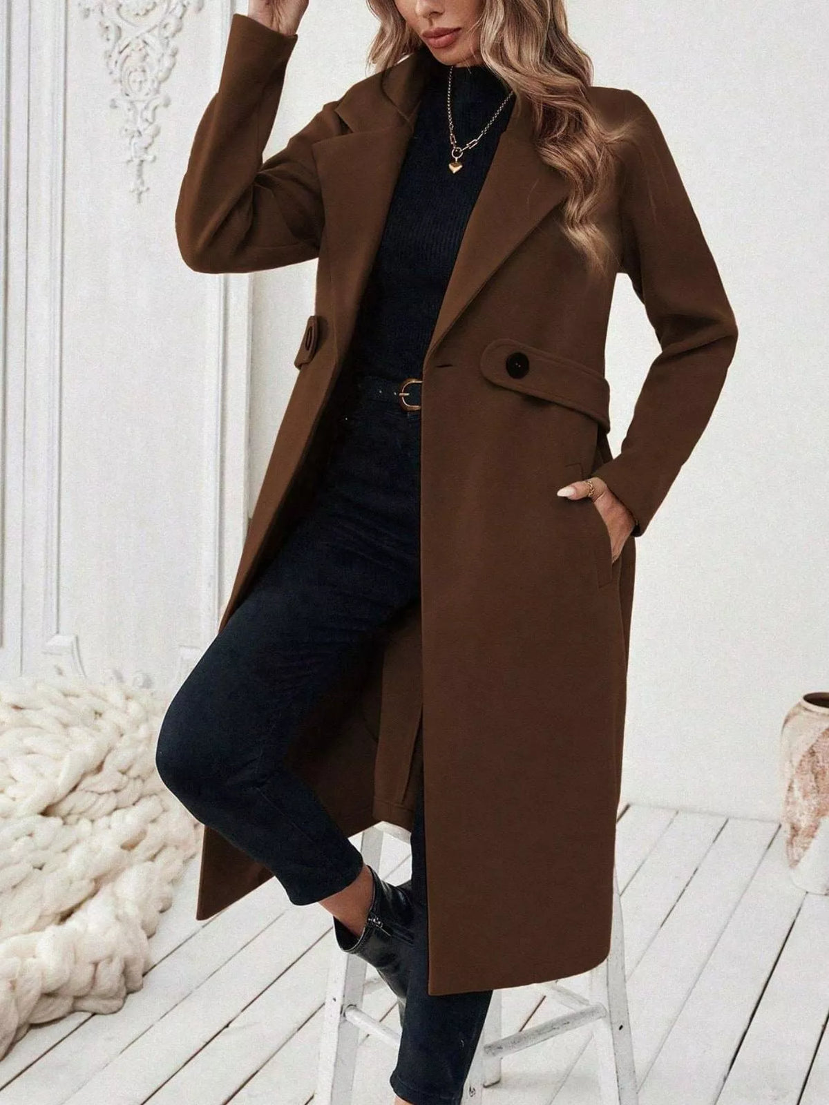 Single-Button Longline Coat