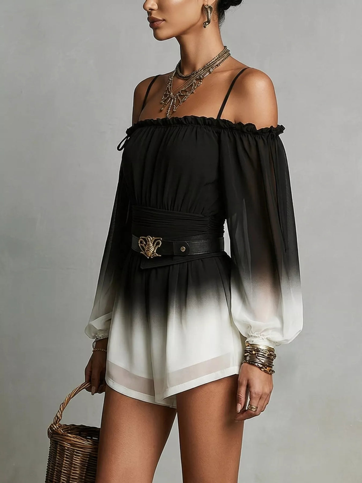 Gradient Spaghetti Strap Romper