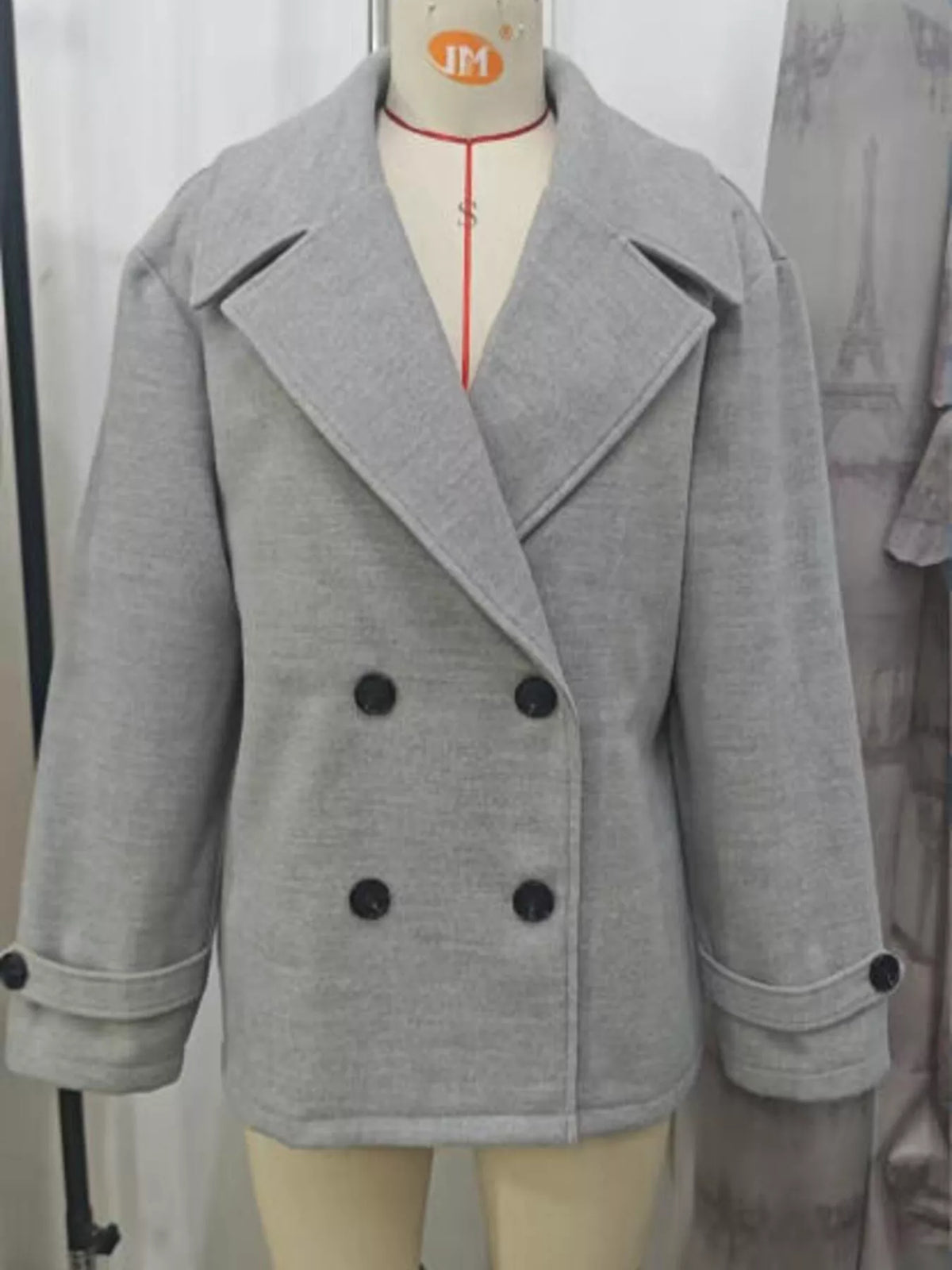 Double-Breasted Wool Blend Casual Jacket, view 5