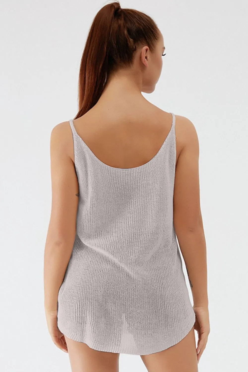 Scoop Neck Spaghetti Strap Knit Cami, view 18