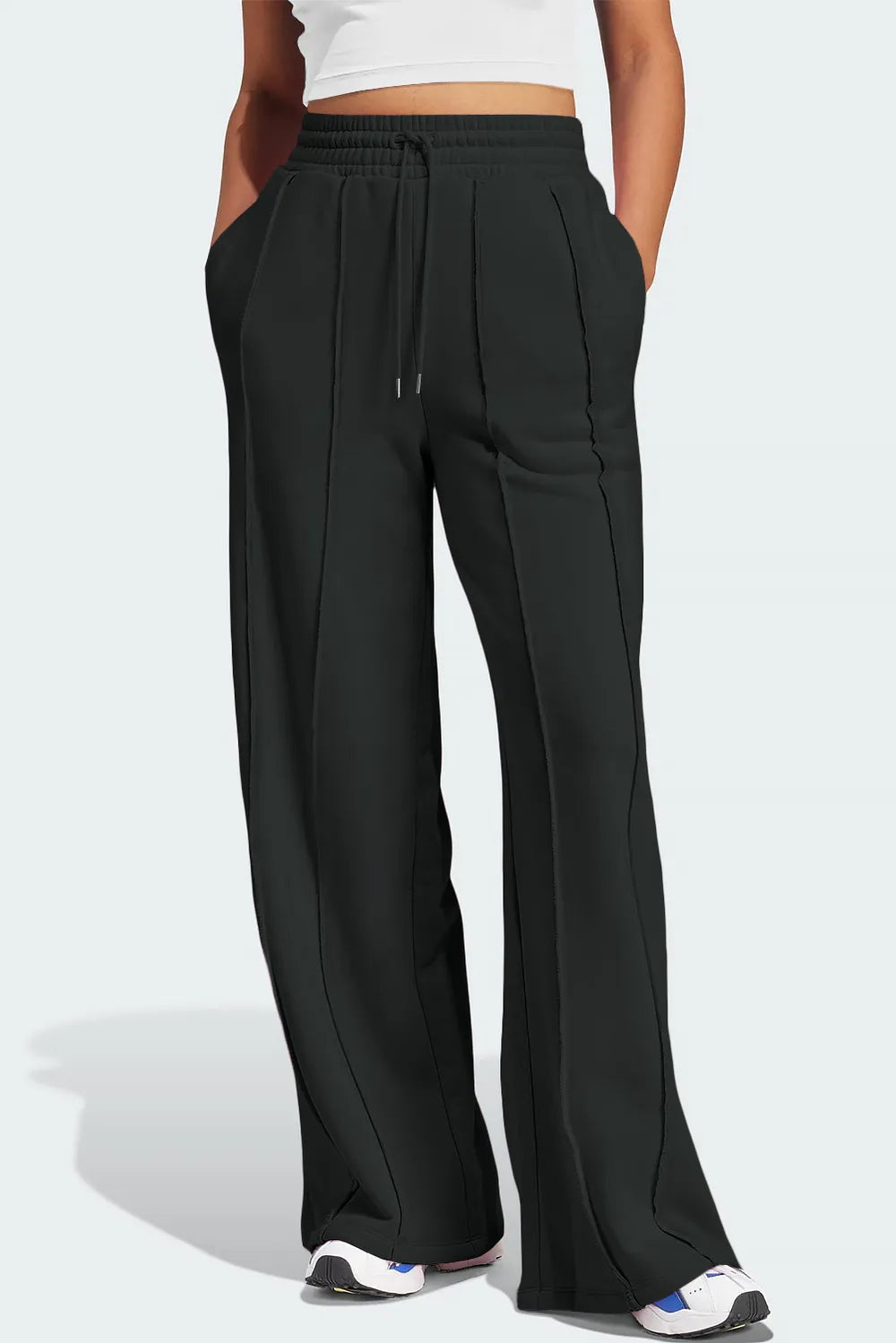 Drawstring Wide Leg Active Pants - Lilixa.store