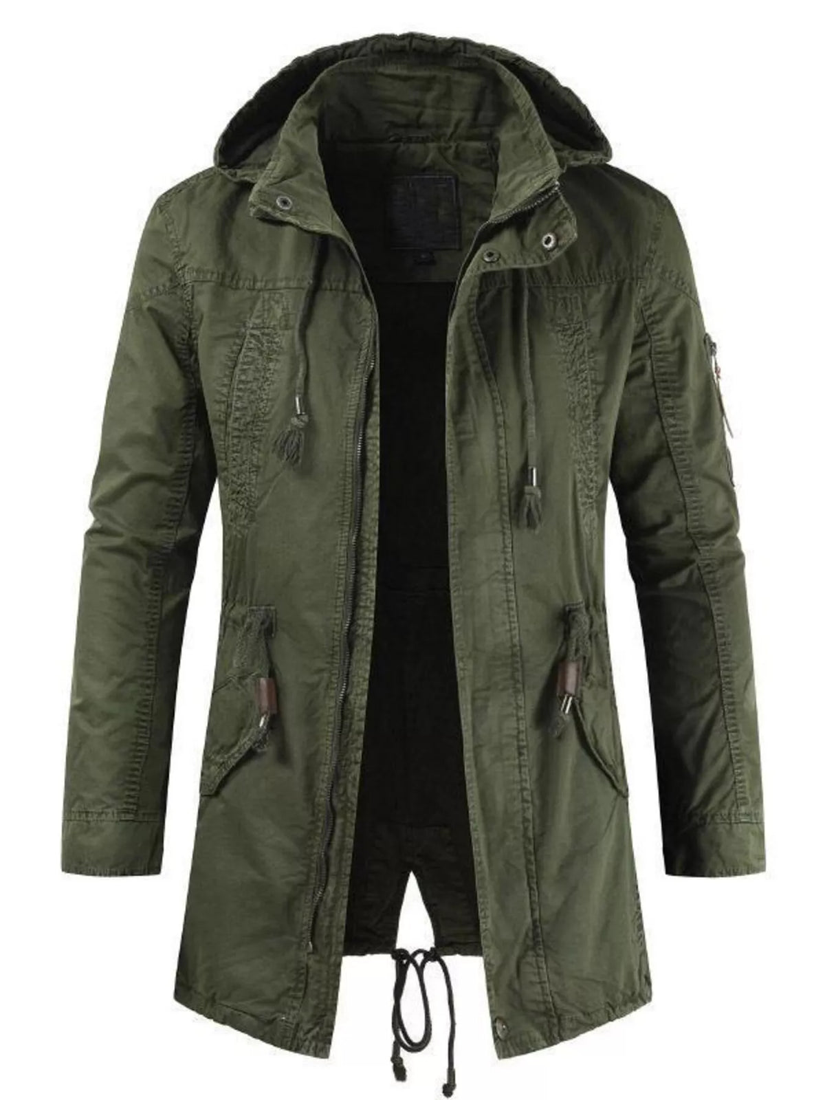 Men's Plus Size Drawstring Casual Hooded Parka Coat - Lilixa.store