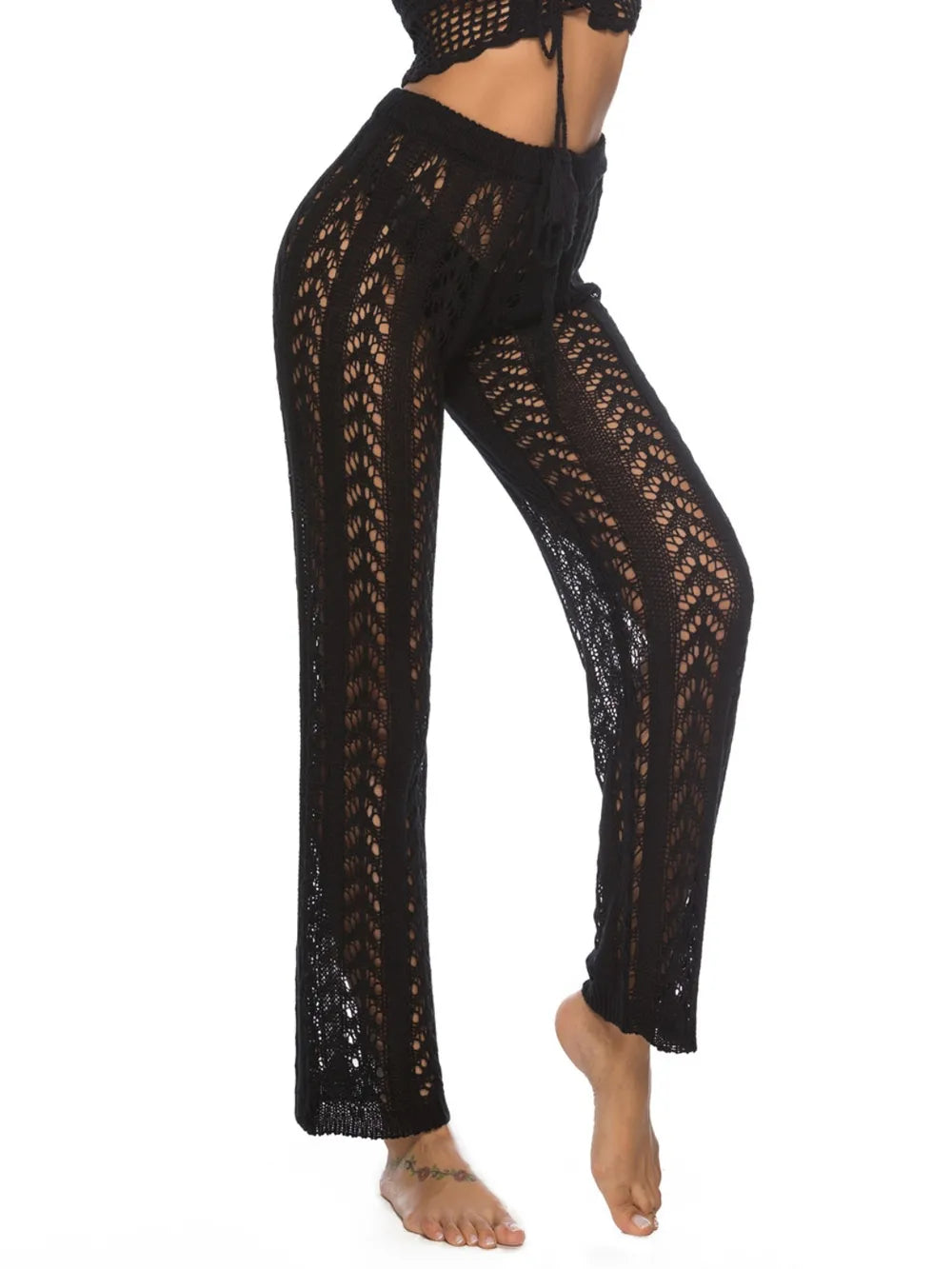 Cutout Drawstring High Waist Swim Pants - Lilixa.store