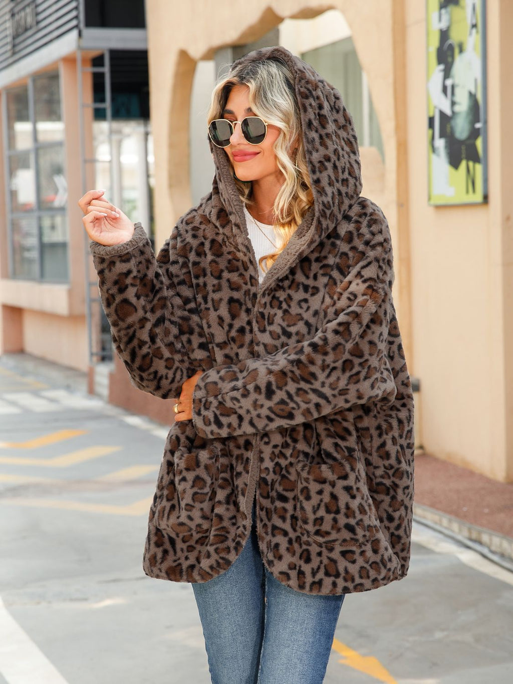 Leopard Hooded Coat with Pockets - Lilixa.store