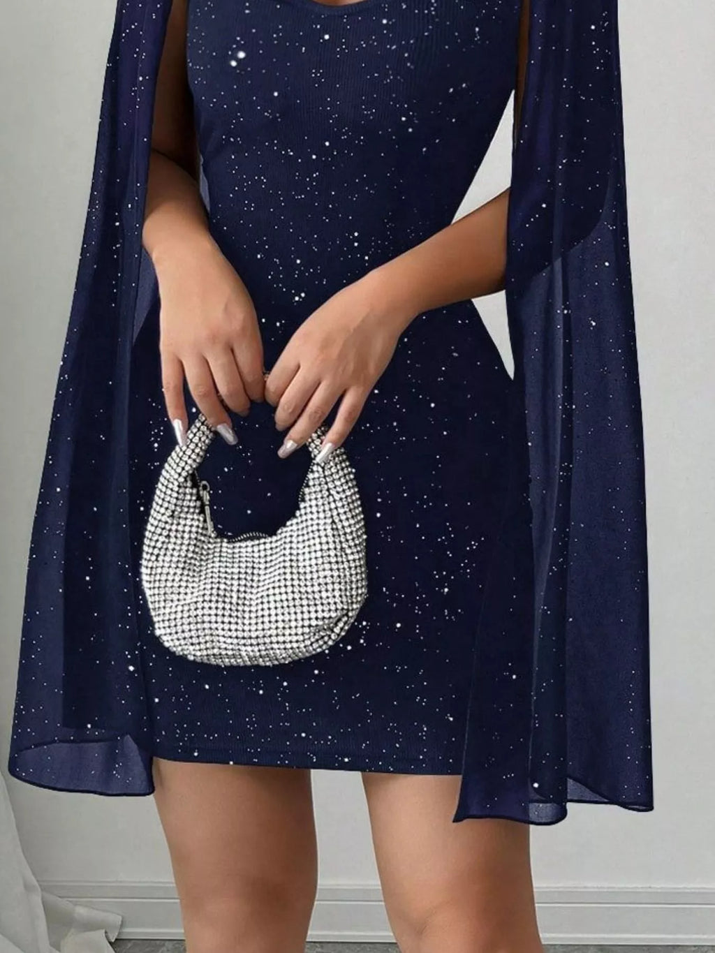 Cutout Bodycon Mini Dress with Cape Sleeves - Lilixa.store