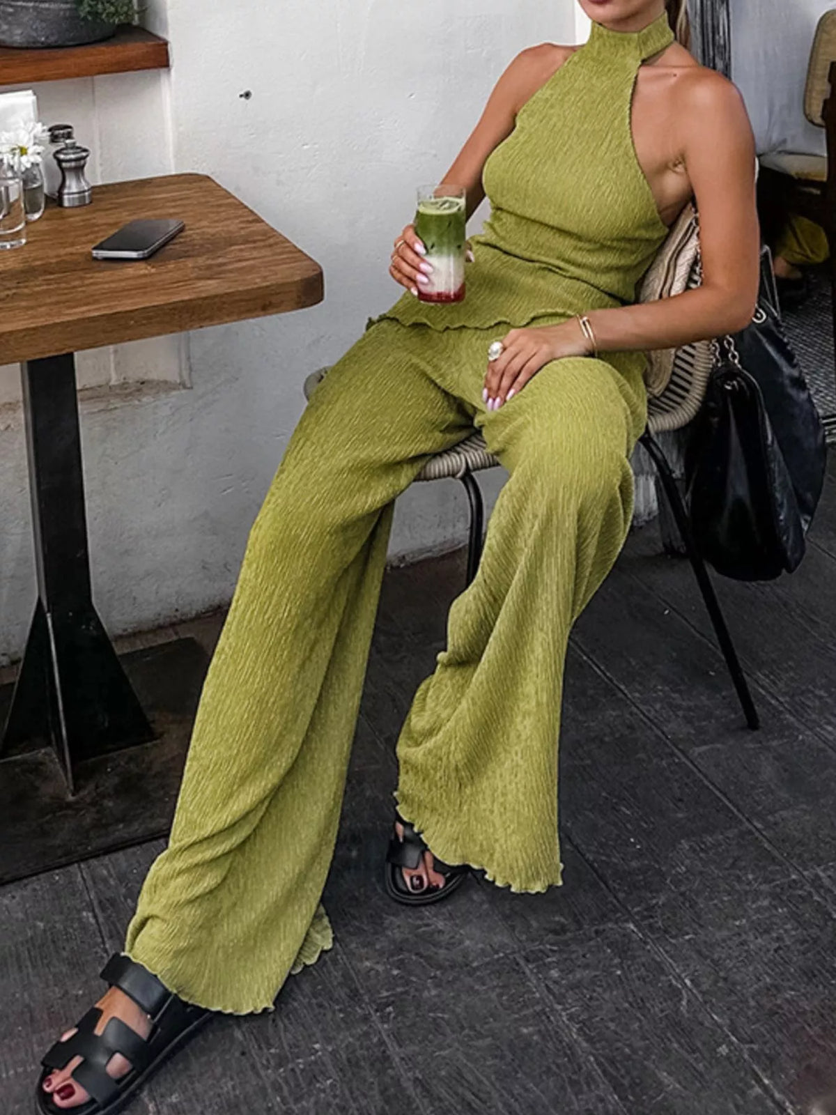 Sleeveless Top and Wide-Leg Pants Two-Piece Set, view 7