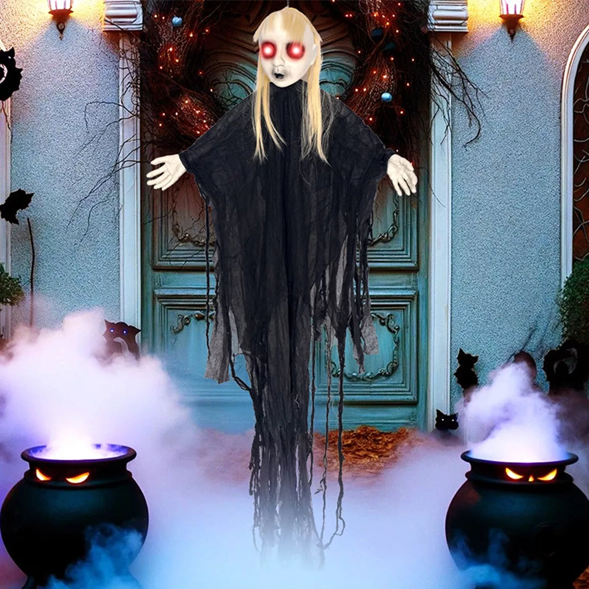 Halloween Hanging Ghost with Glowing Eyes - Lilixa.store