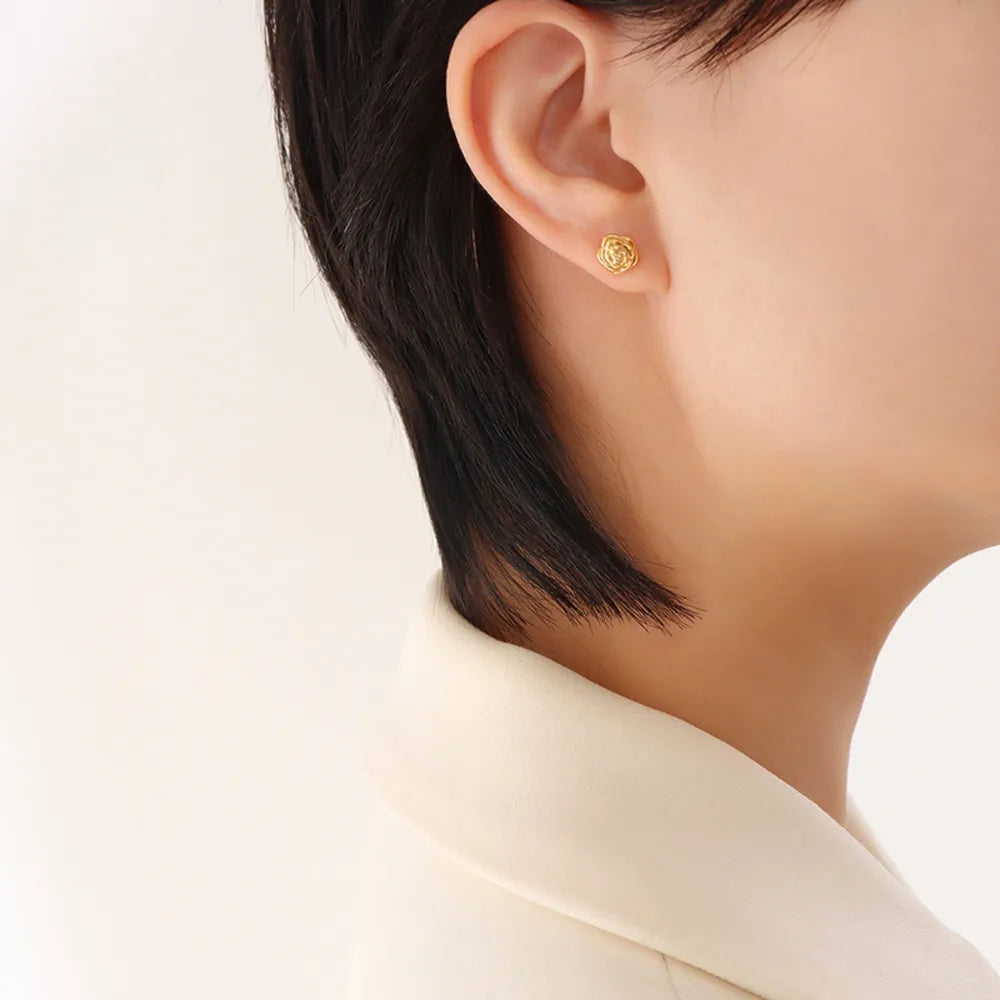 Titanium Steel Rose Stud Earrings - Lilixa.store