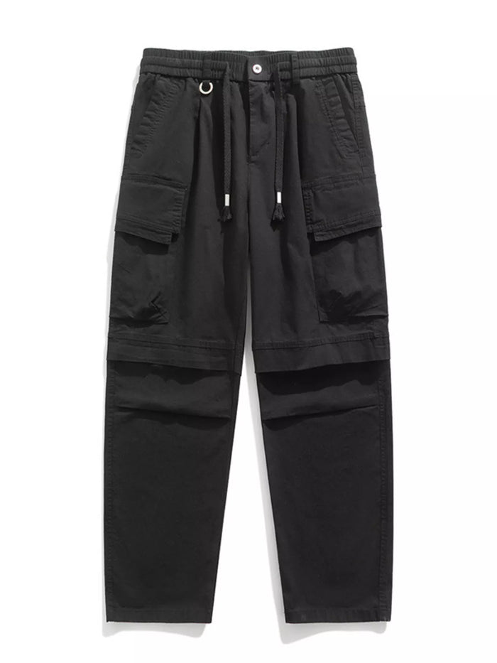 Men's Plus Size Relaxed Fit Cargo Pants in Black