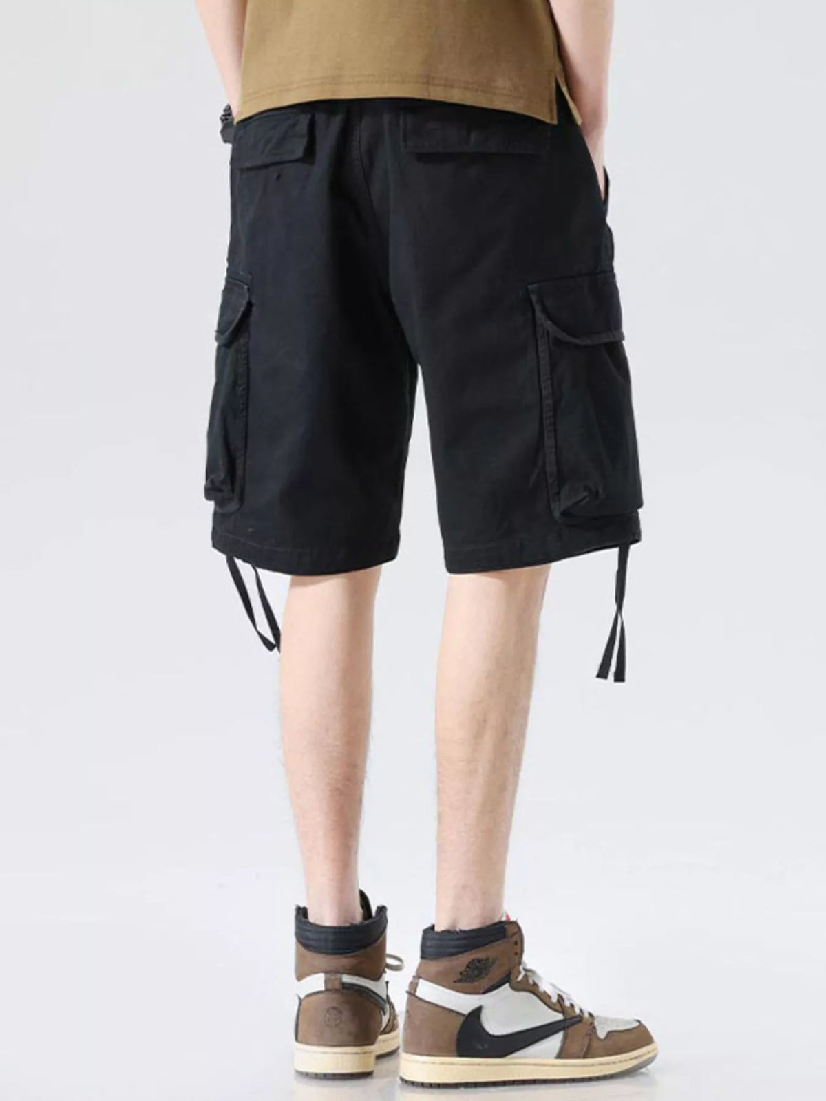 Men's Drawstring Wide Leg Cargo Shorts, view 3