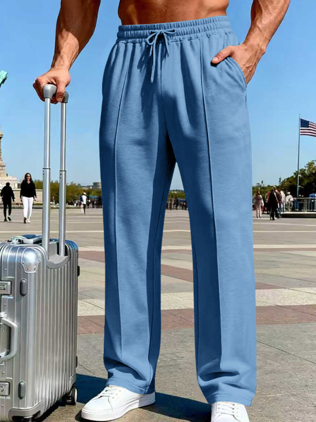 Men's Full Size Drawstring Wide Leg Pants Plus Size