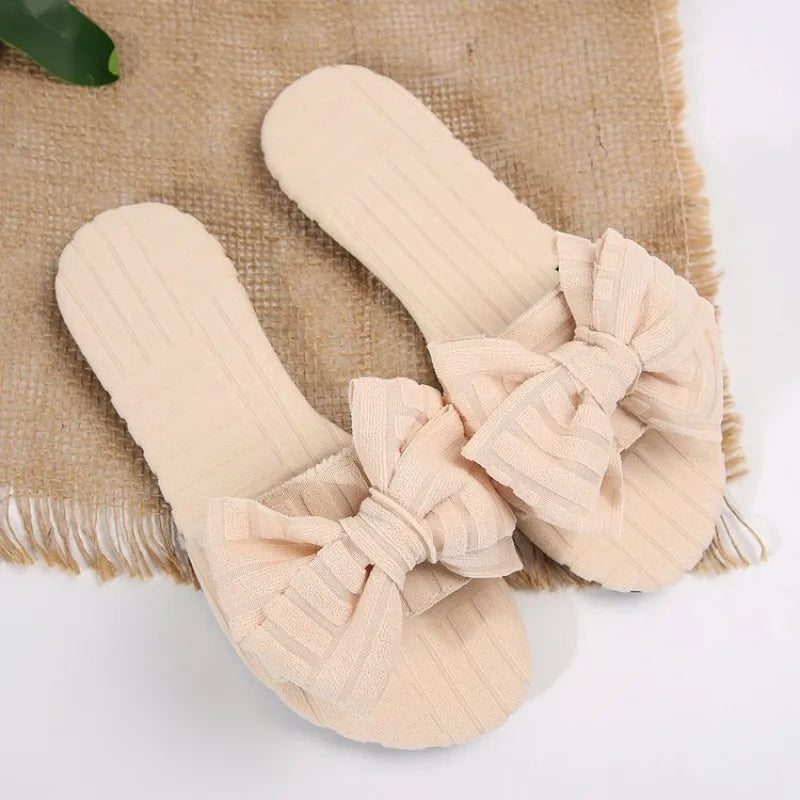 Bow Knot Open Toe Slippers - Lilixa.store