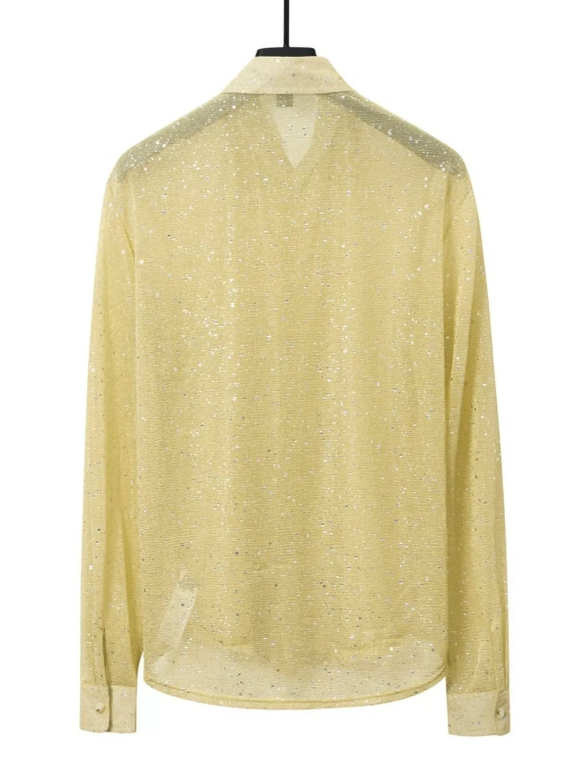Men's Glitter Button Up Long Sleeve Shirt - Lilixa.store