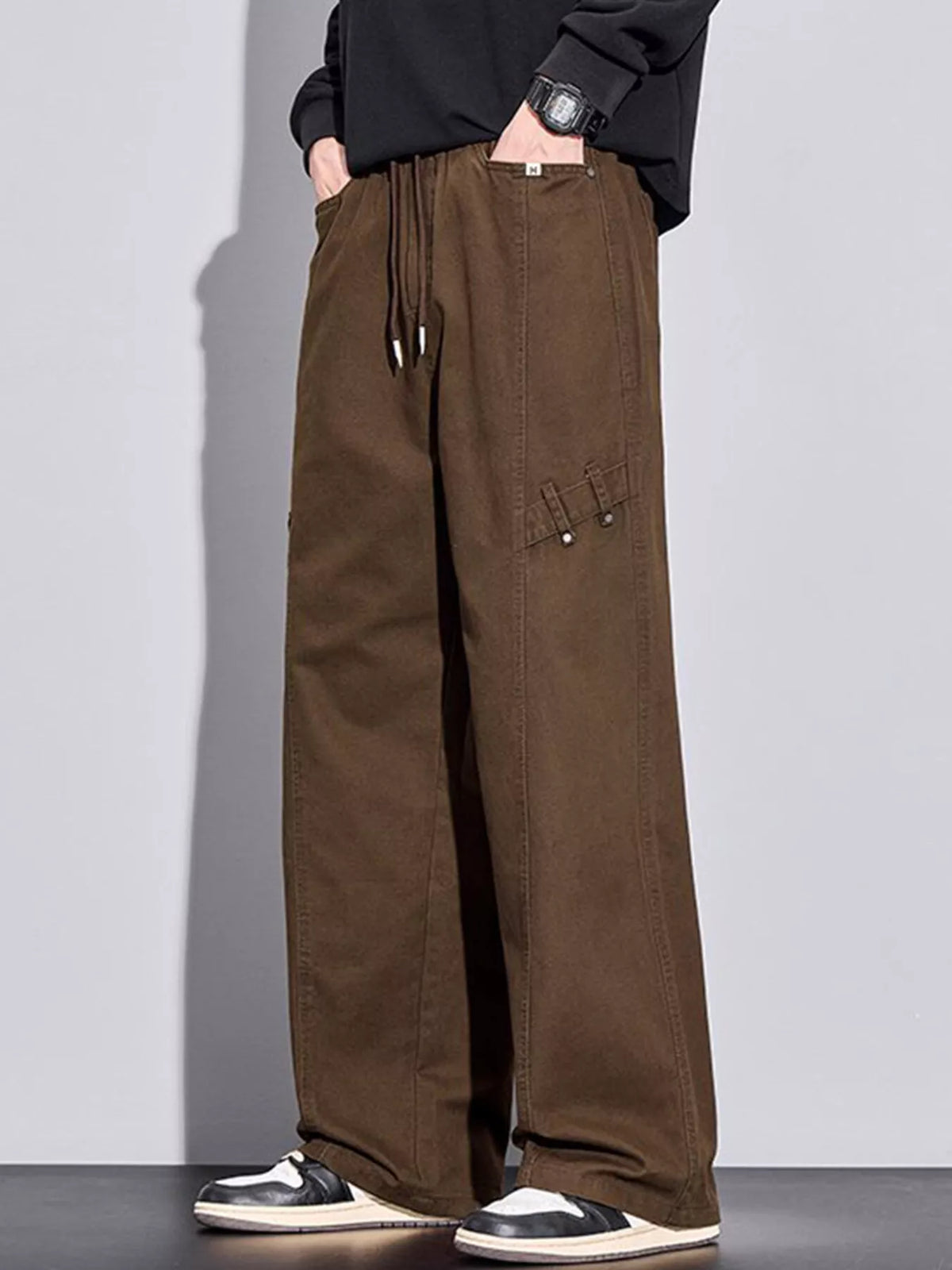 Men's Plus Size Loose Fit Casual Pants in Brown