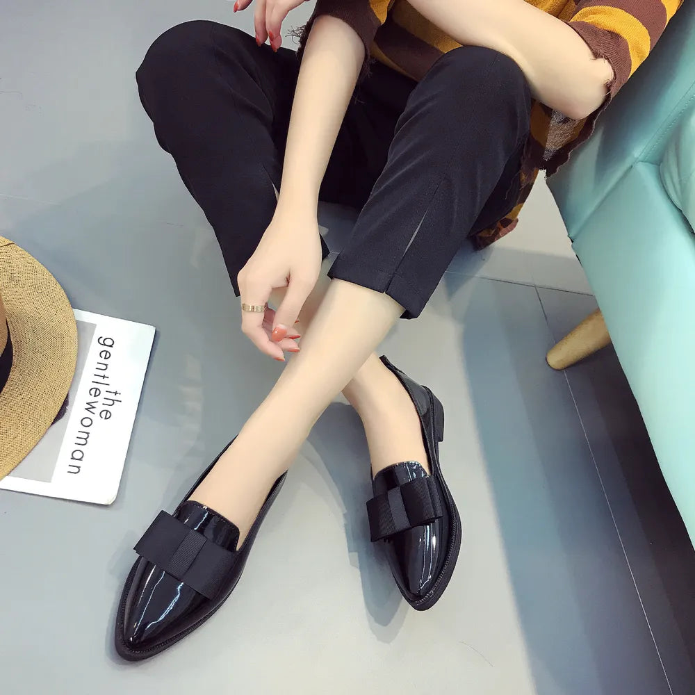 Point Toe Loafers with Bow, view 3