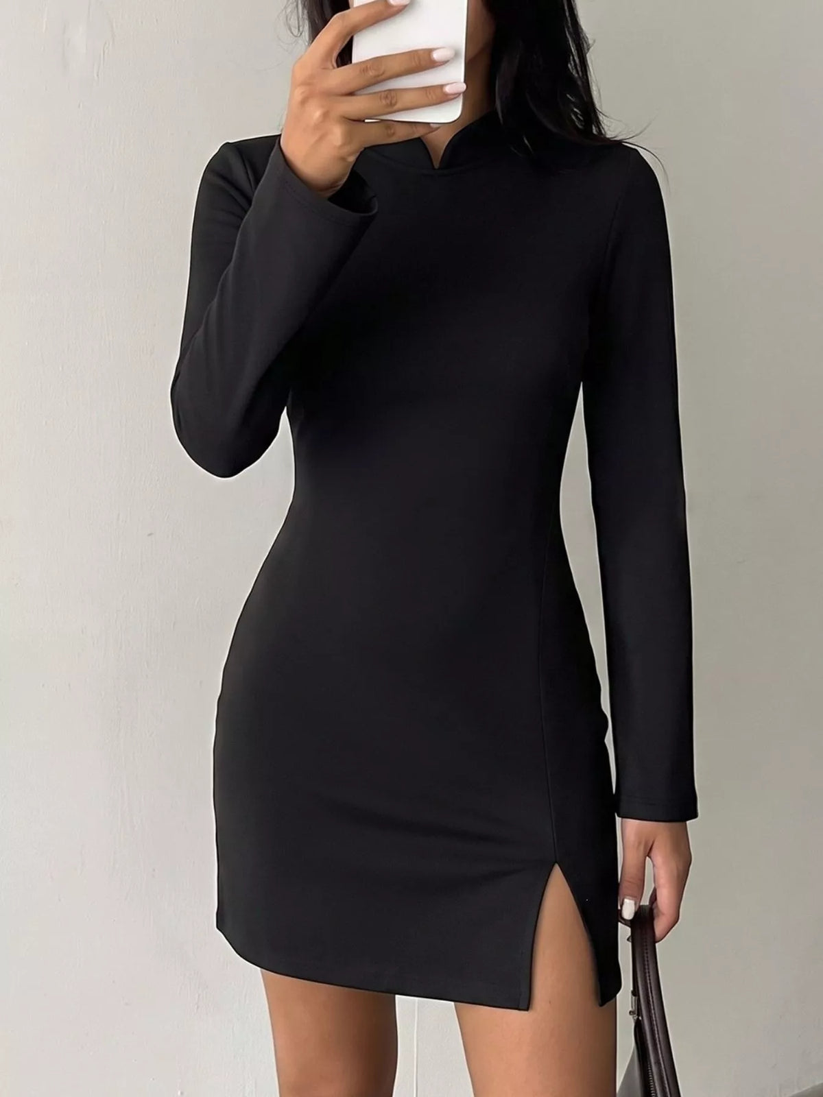 Cutout Back Long Sleeve Bodycon Mini Dress - Lilixa.store