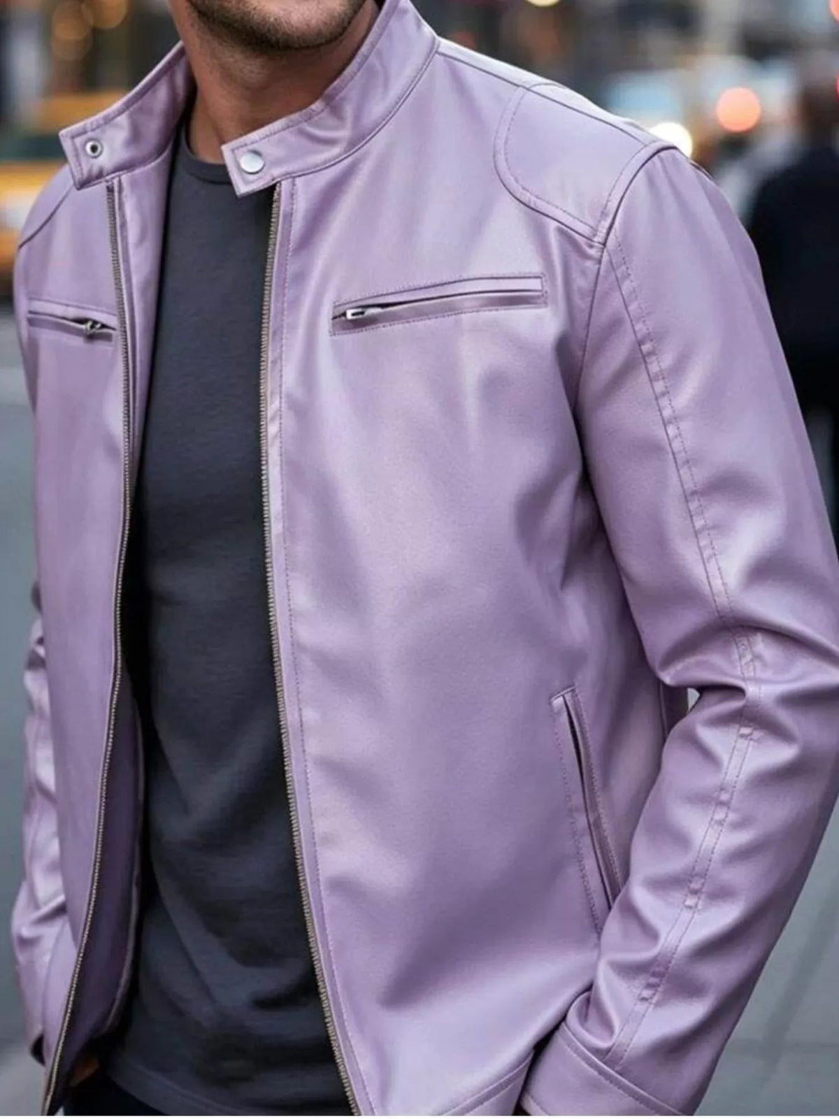 Men's Full Size Faux Leather Bomber Jacket with Zipper Pockets Plus Size - Lilixa.store