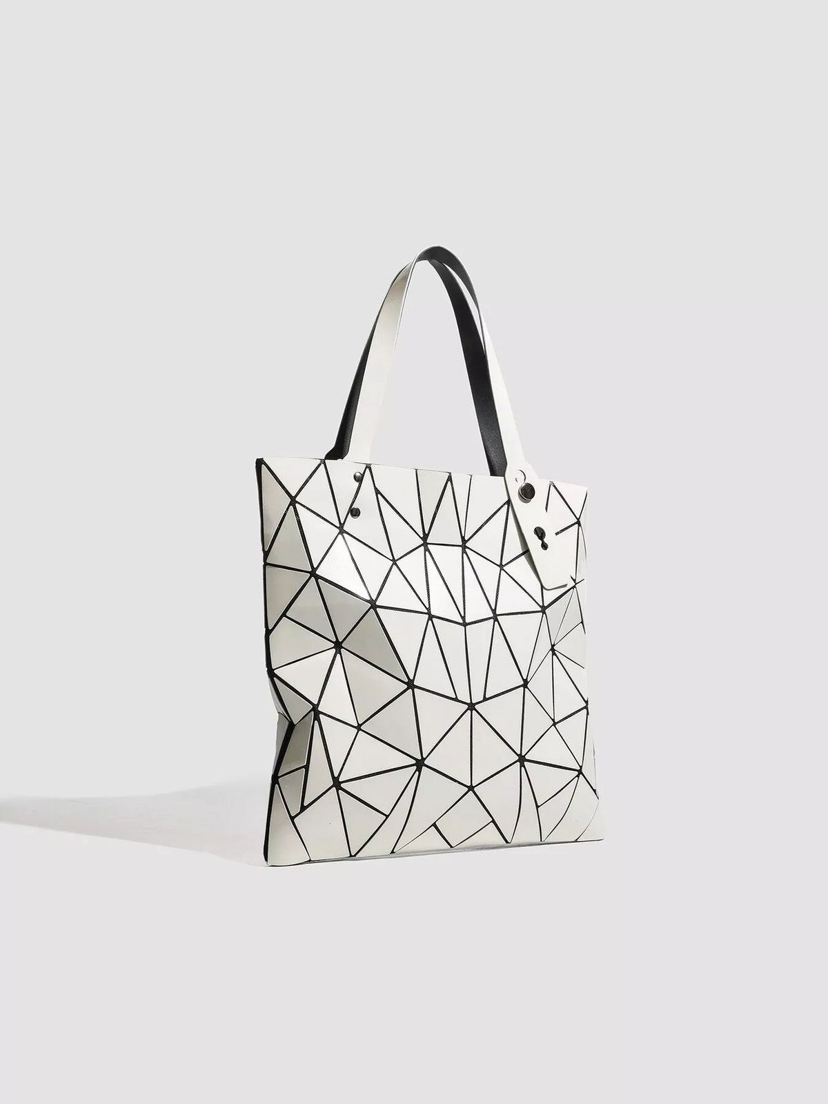 Geometric Glossy Paneled Handbag in White