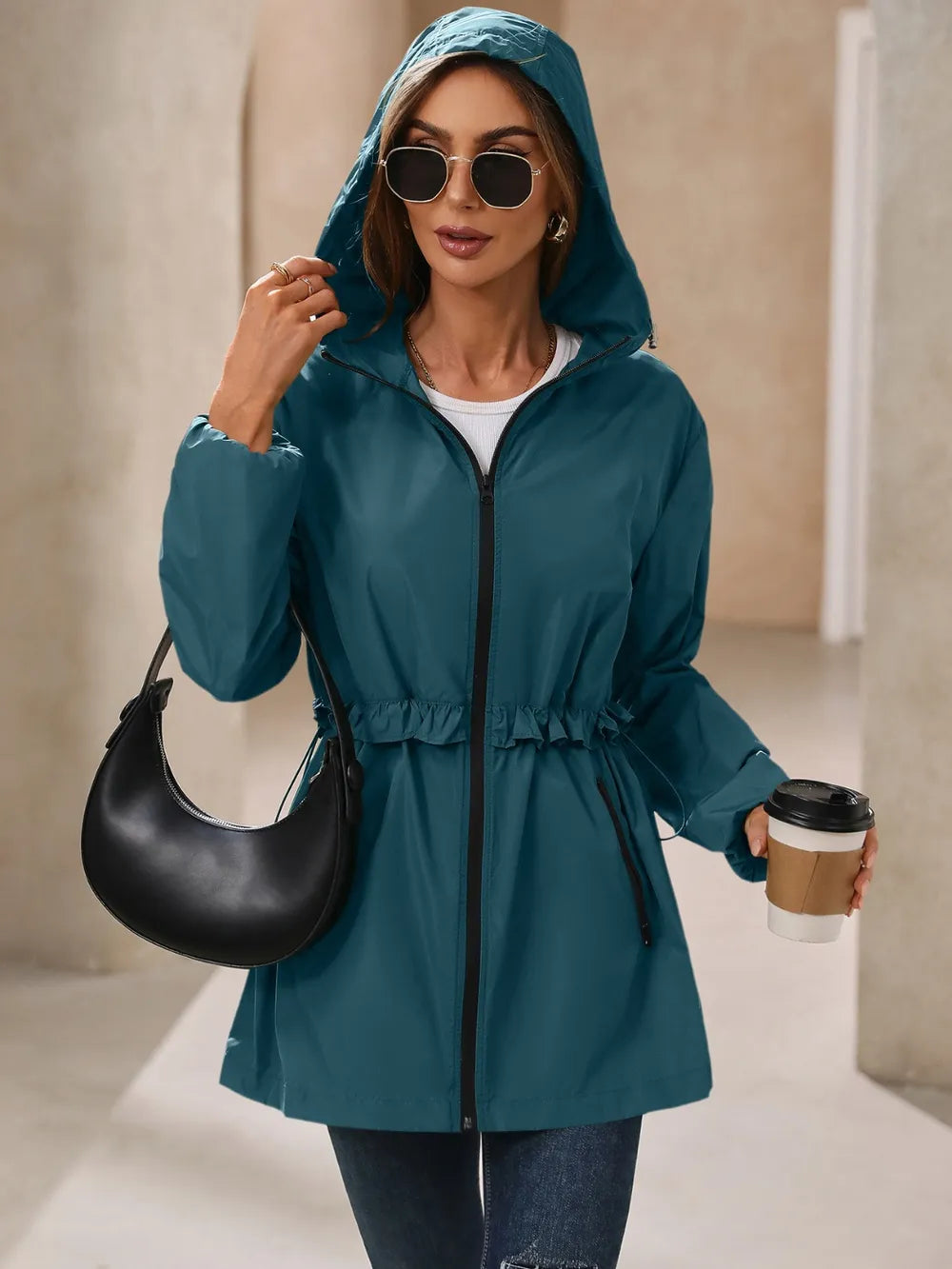Ivy Lane Outdoor Waterproof Long Sleeve Hooded Windbreaker, view 20