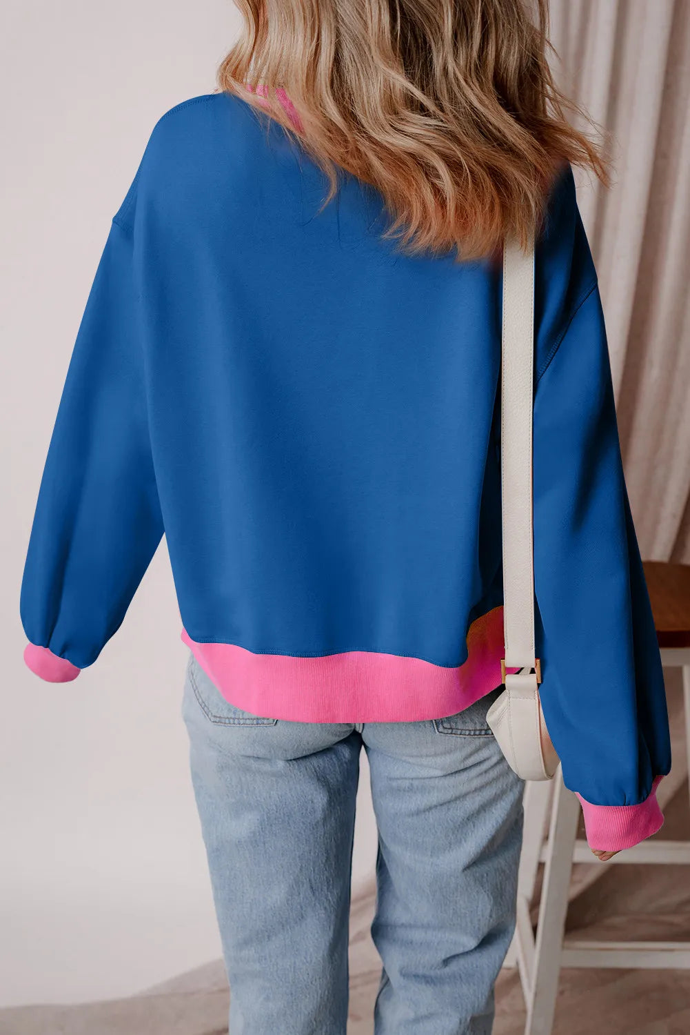 Letter Graphic Contrast Long Sleeve Sweatshirt - Lilixa.store