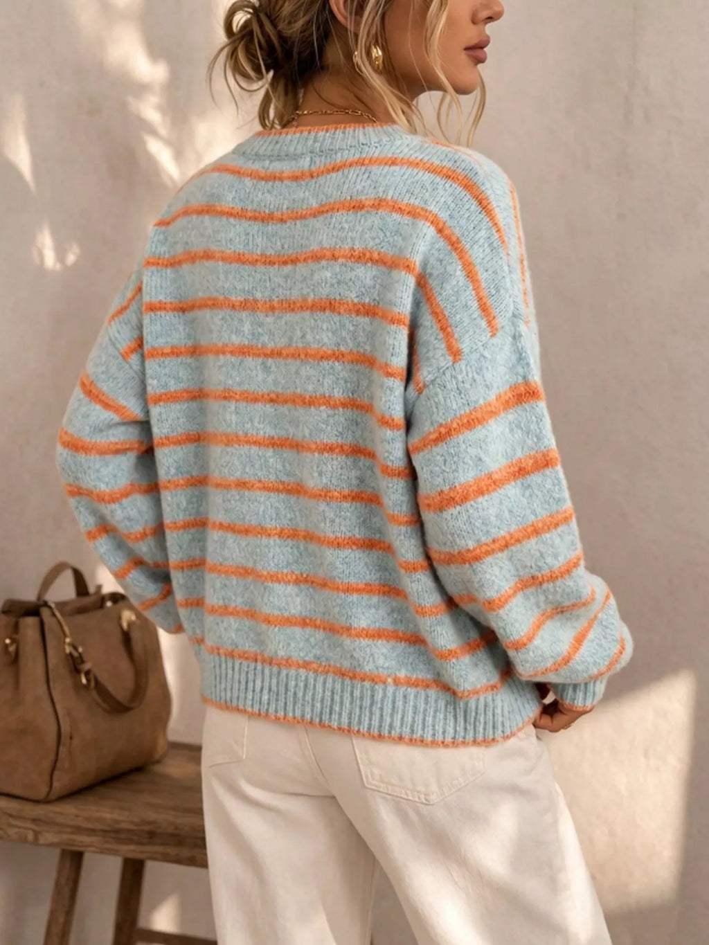Striped Button-Down Knit Cardigan - Lilixa.store