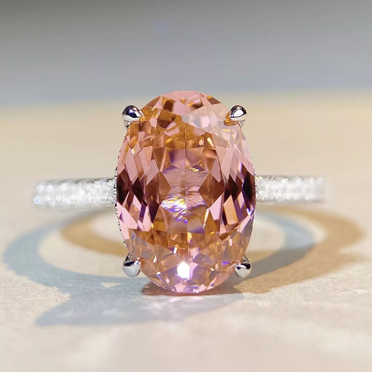 925 Sterling Silver Zircon Oval Ring