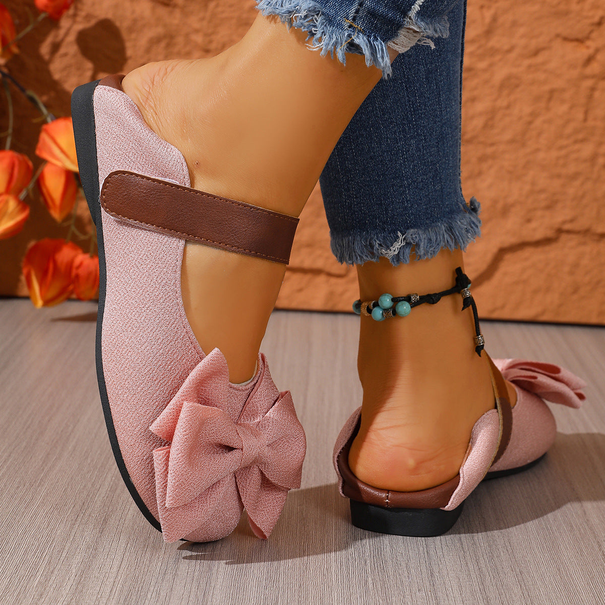 Bow Decor Round Toe Slip-Ons, view 10