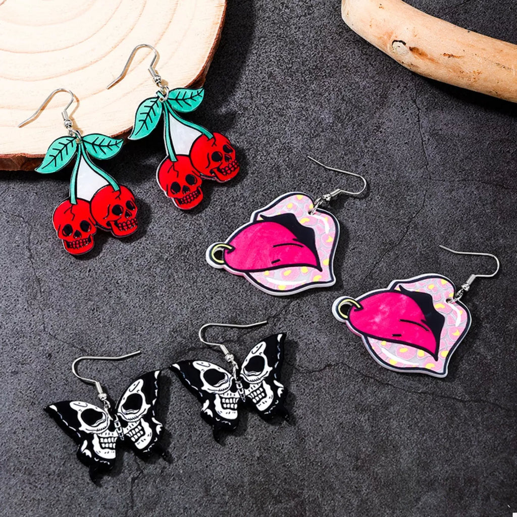 3 Piece Halloween Funky Cartoon Acrylic Dangle Earrings - Lilixa.store