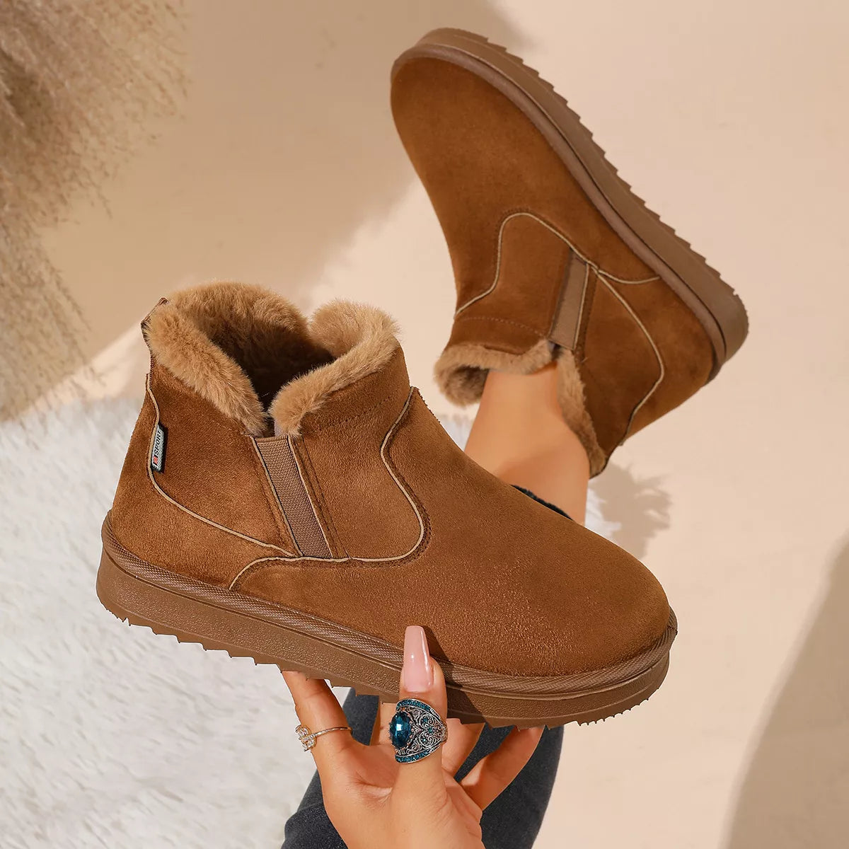 Plush Lined Winter Ankle Boots