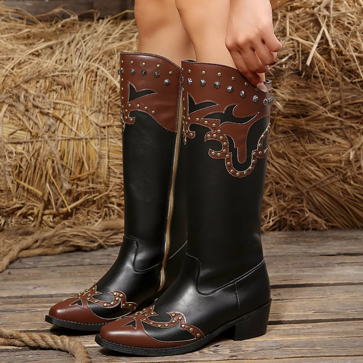 Point Toe Block Heels Boots