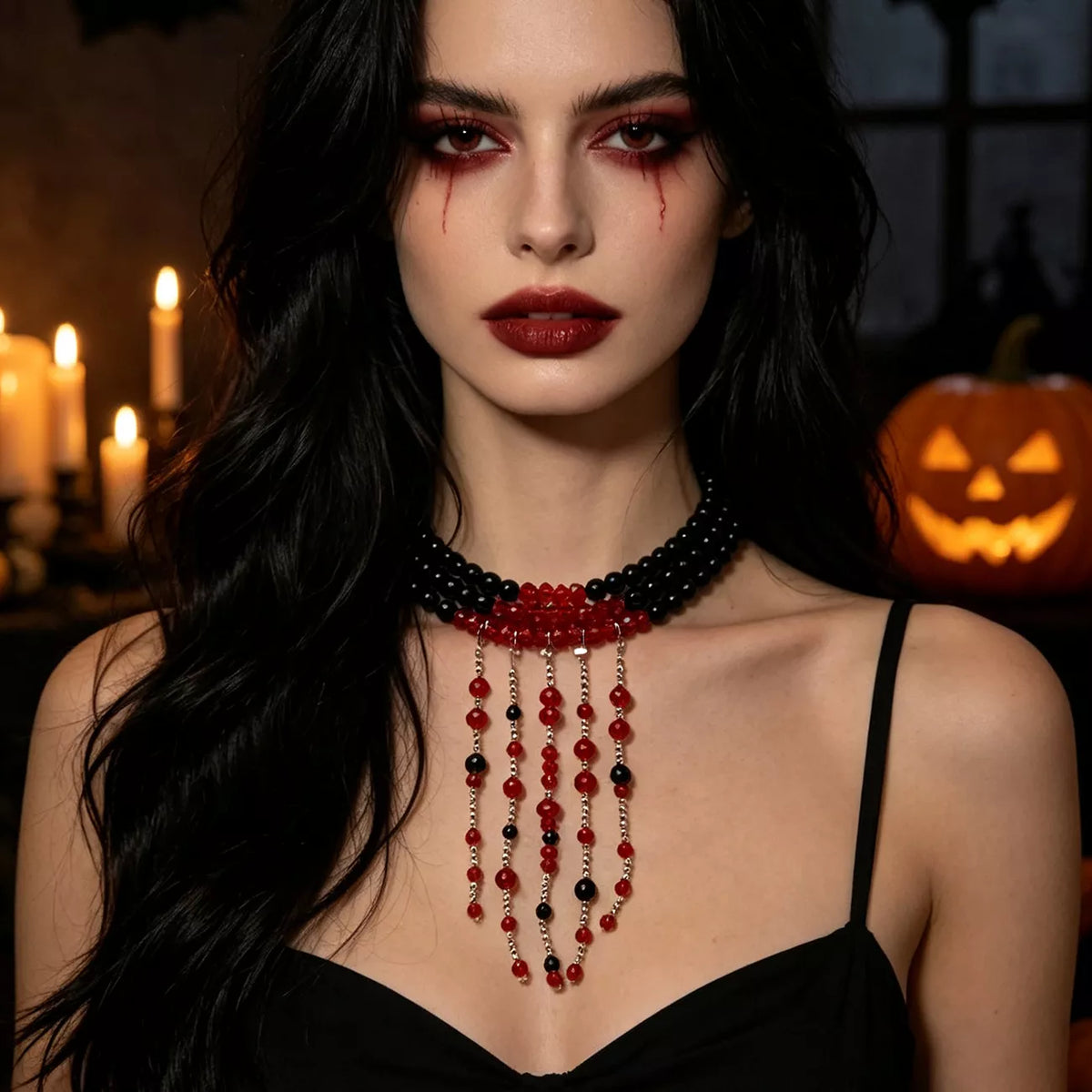 Gothic Multi-Layered Beaded Necklace