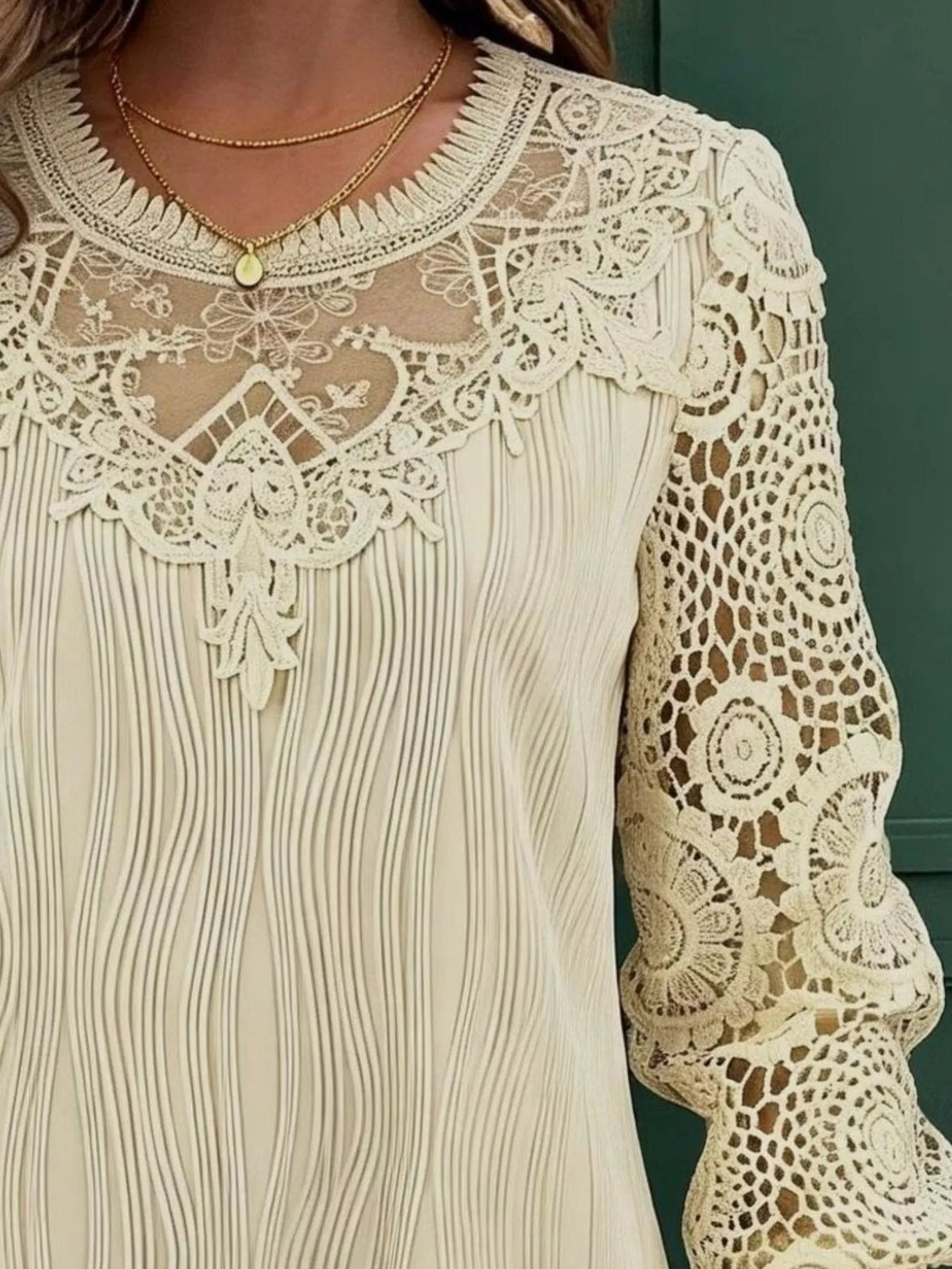 Lace Patchwork Long Sleeve Blouse - Lilixa.store