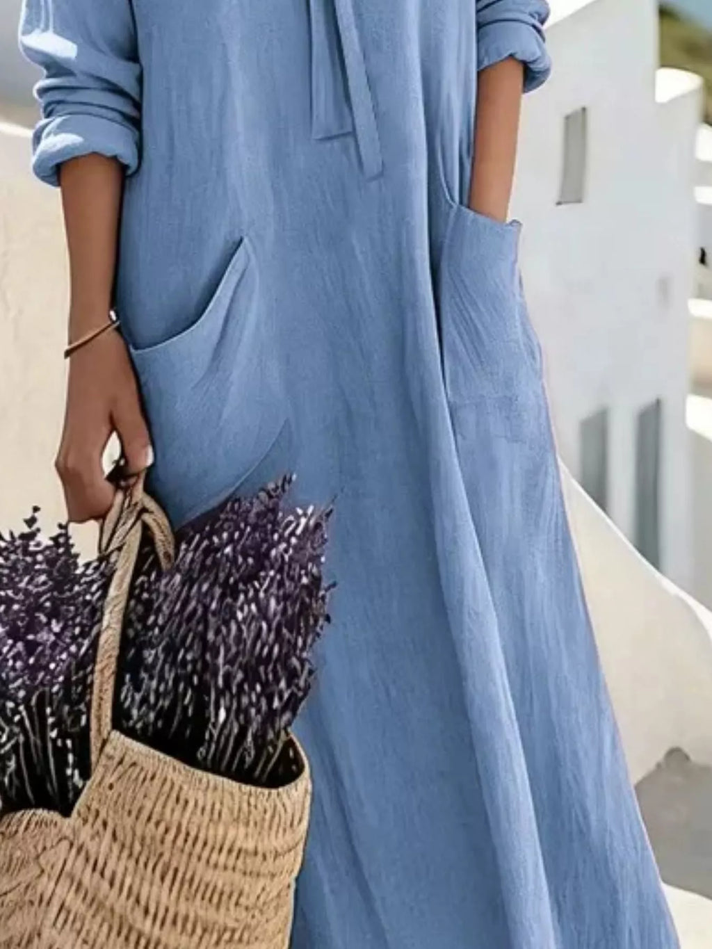 Full Size Long Sleeve Loose Maxi Dress with Pockets Plus Size - Lilixa.store