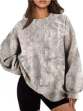 Oversized Printed Crew Neck Sweatshirt - Lilixa.store
