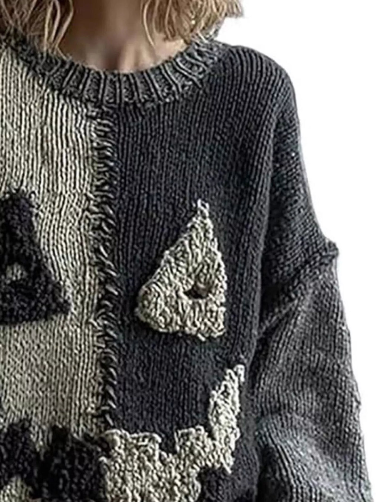 Full Size Color Block Oversized Dropped Shoulder Sweater Plus Size - Lilixa.store