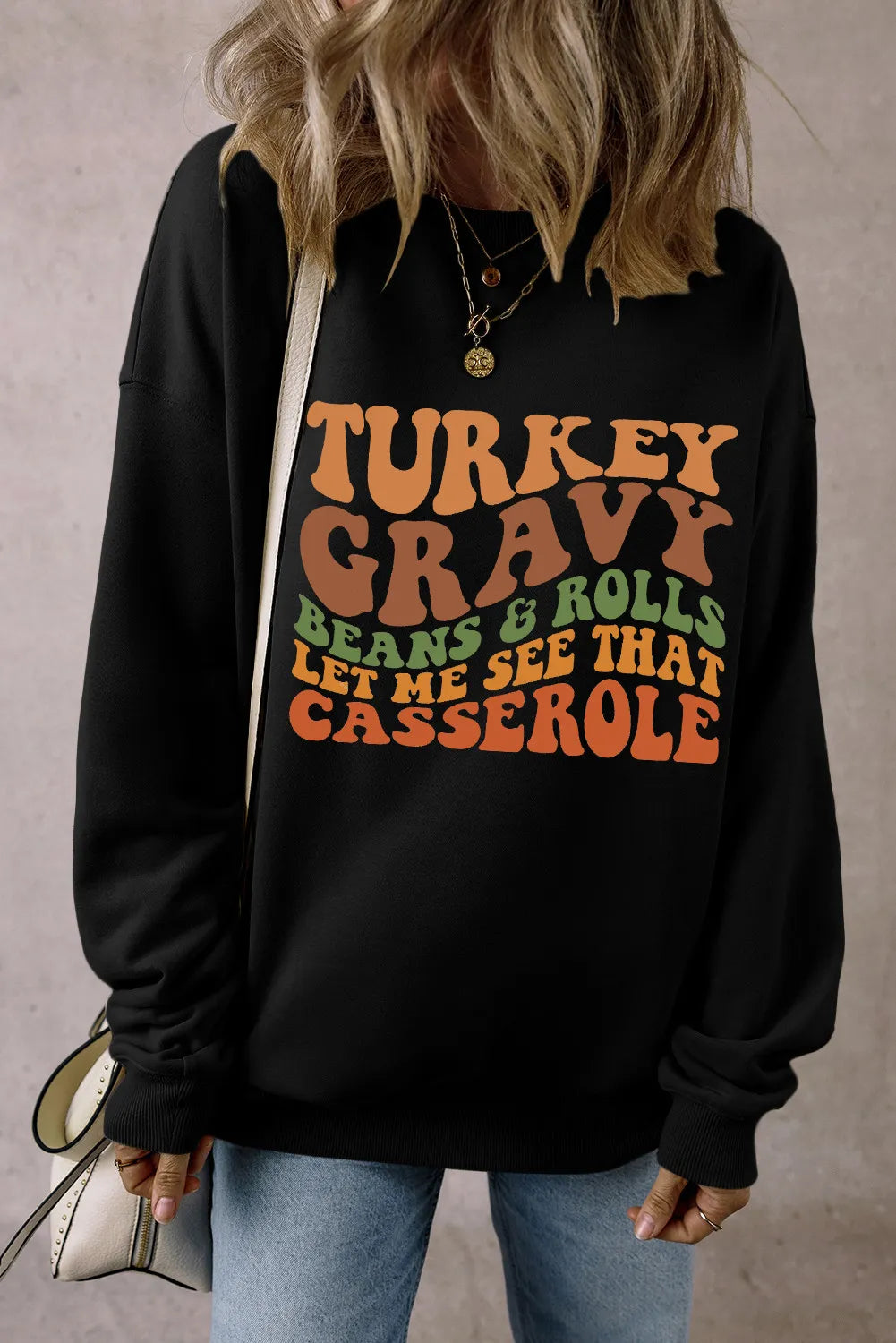 Letter Graphic Round Neck Long Sleeve Sweatshirt - Lilixa.store