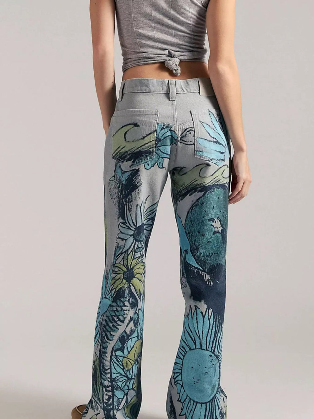 Printed Wide Leg Jeans - Lilixa.store