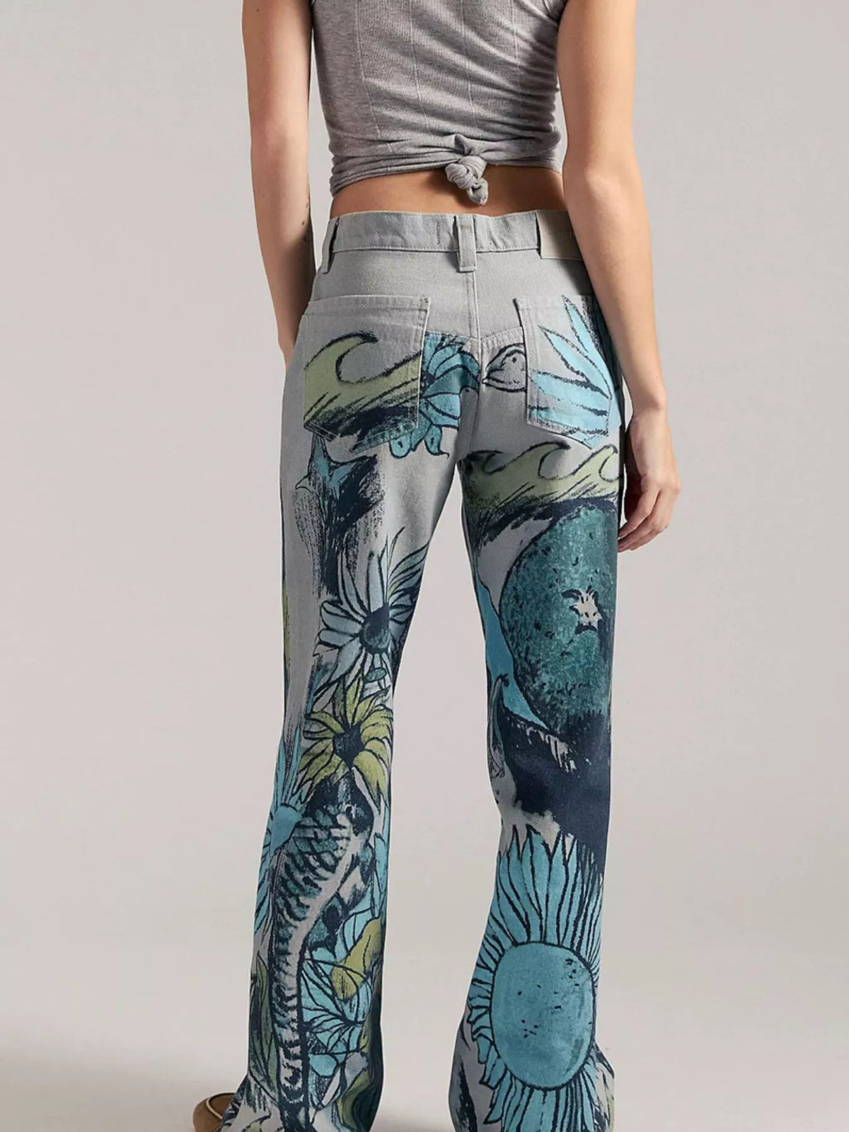 Printed Wide Leg Jeans - Lilixa.store