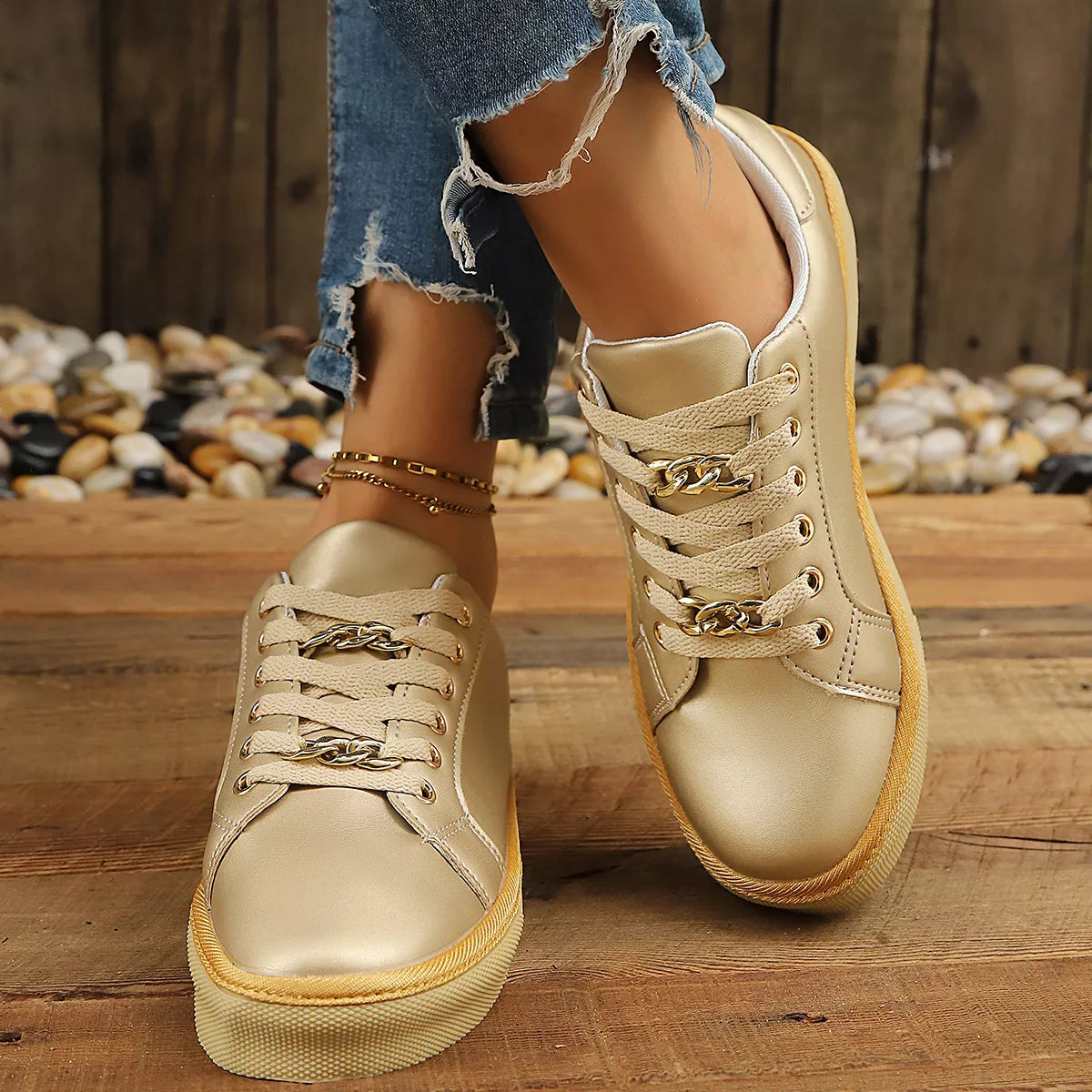 Round Toe Platform Sneakers - Lilixa.store