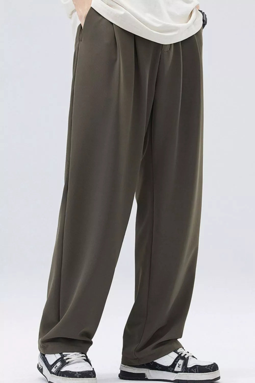 Men's Full Size Loose Fit Casual Pleated Pants Plus Size, view 3