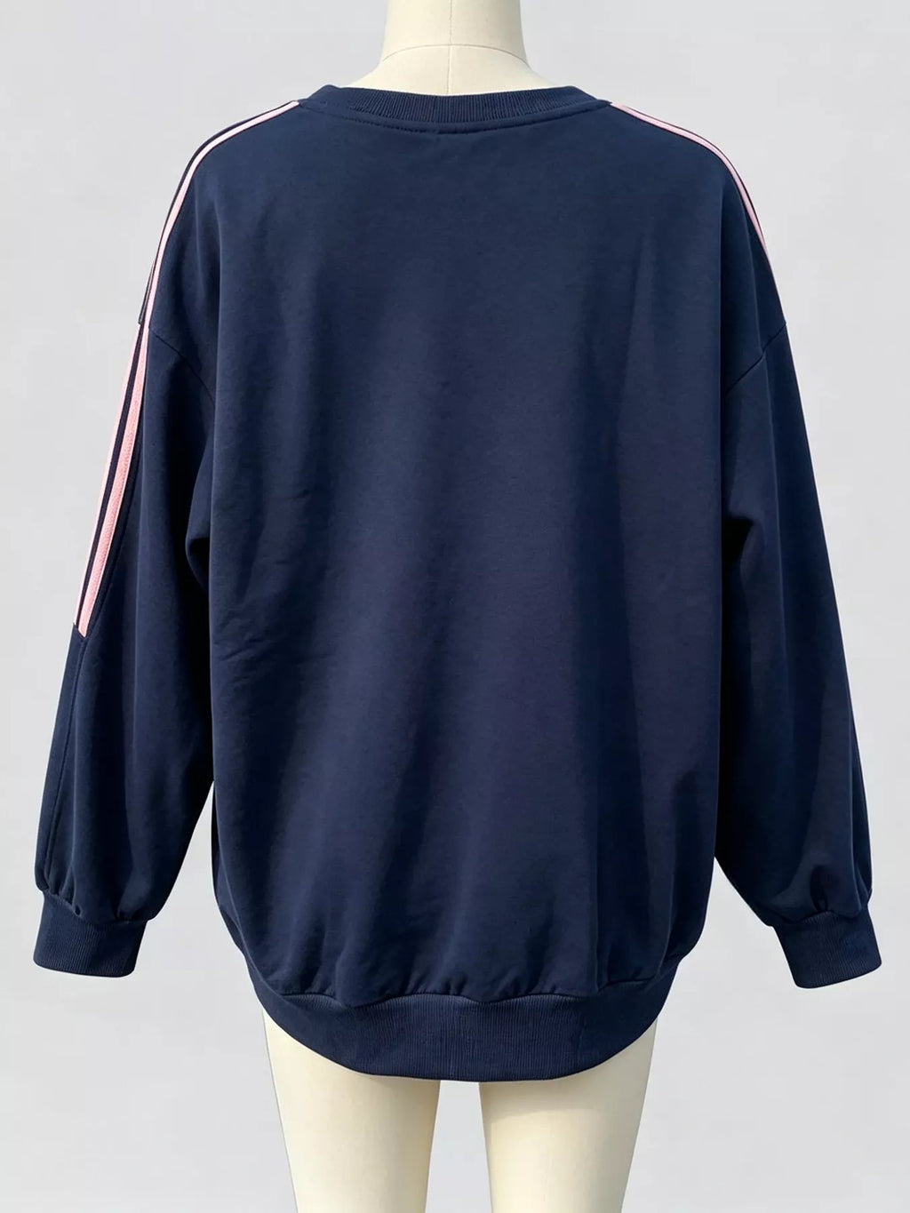 Striped Round Neck Sweatshirt - Lilixa.store