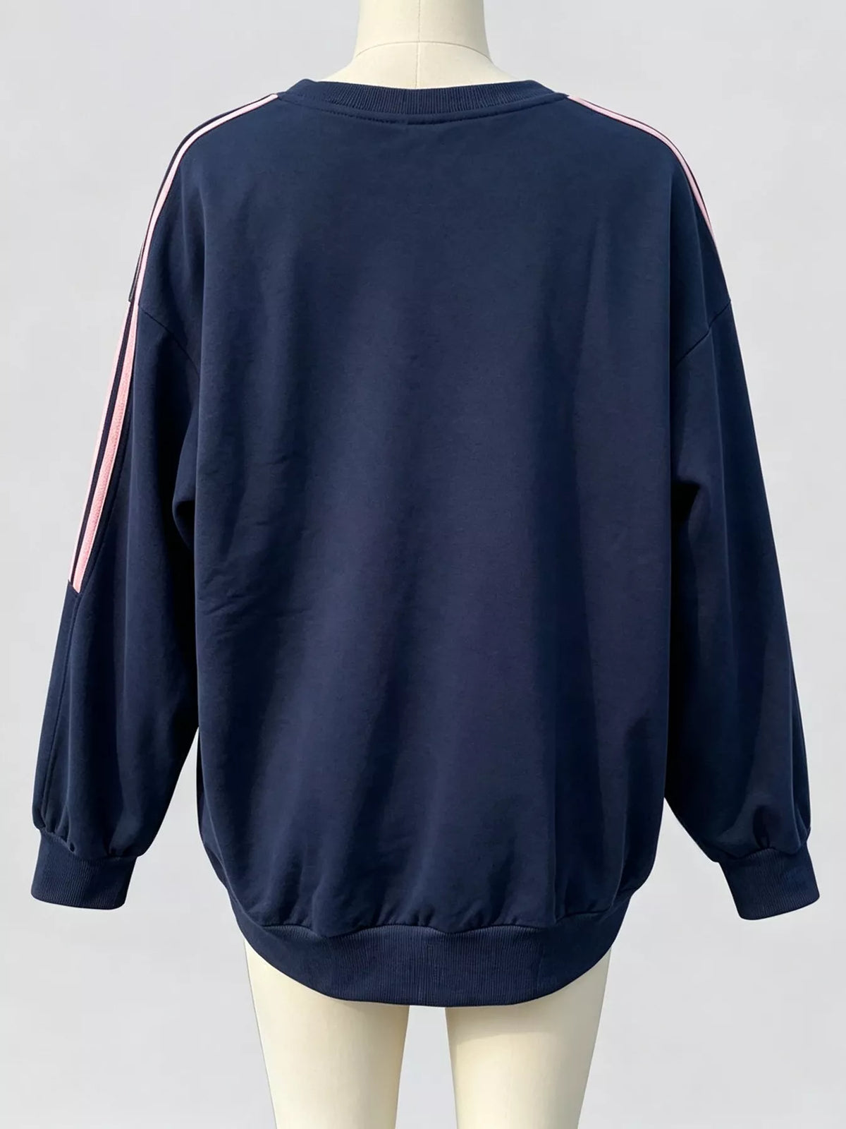 Striped Round Neck Sweatshirt - Lilixa.store